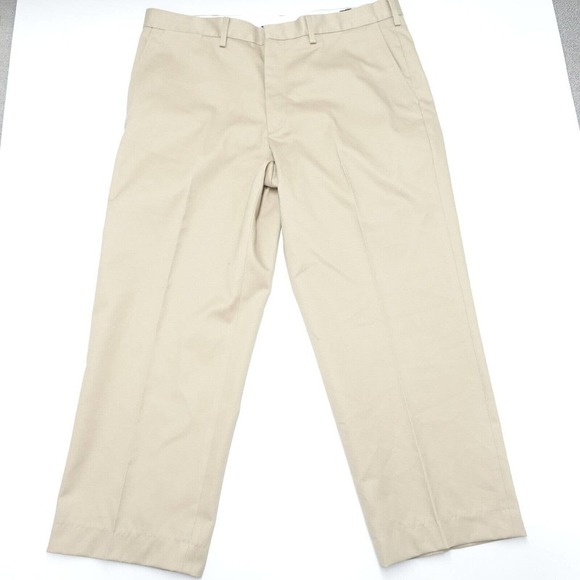 Lands' End Dress Pants Mens 36 Beige Slash Pockets Straight Classic Fit Mid-Rise - Picture 1 of 7